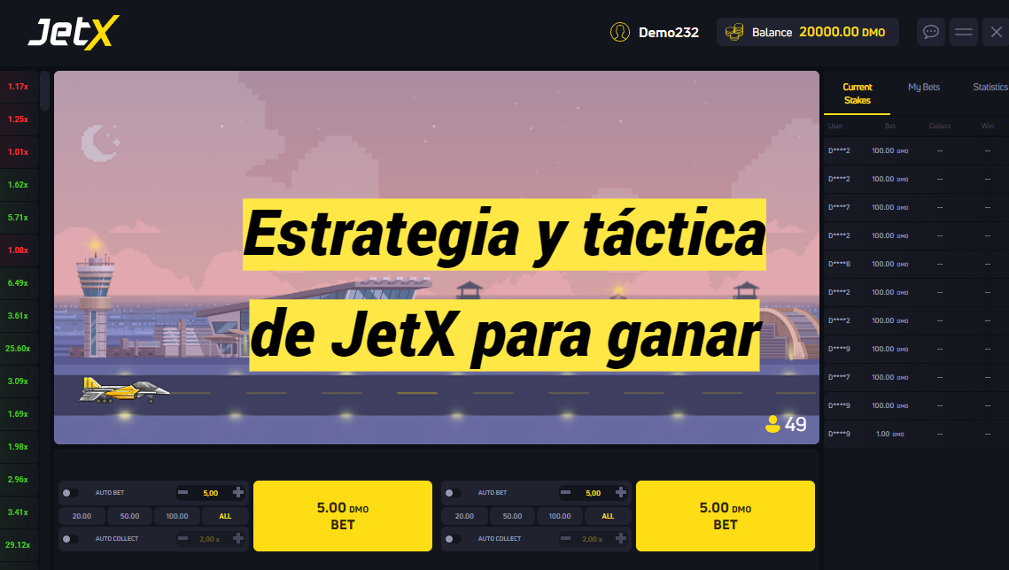 Estrategia y táctica de JetX para ganar