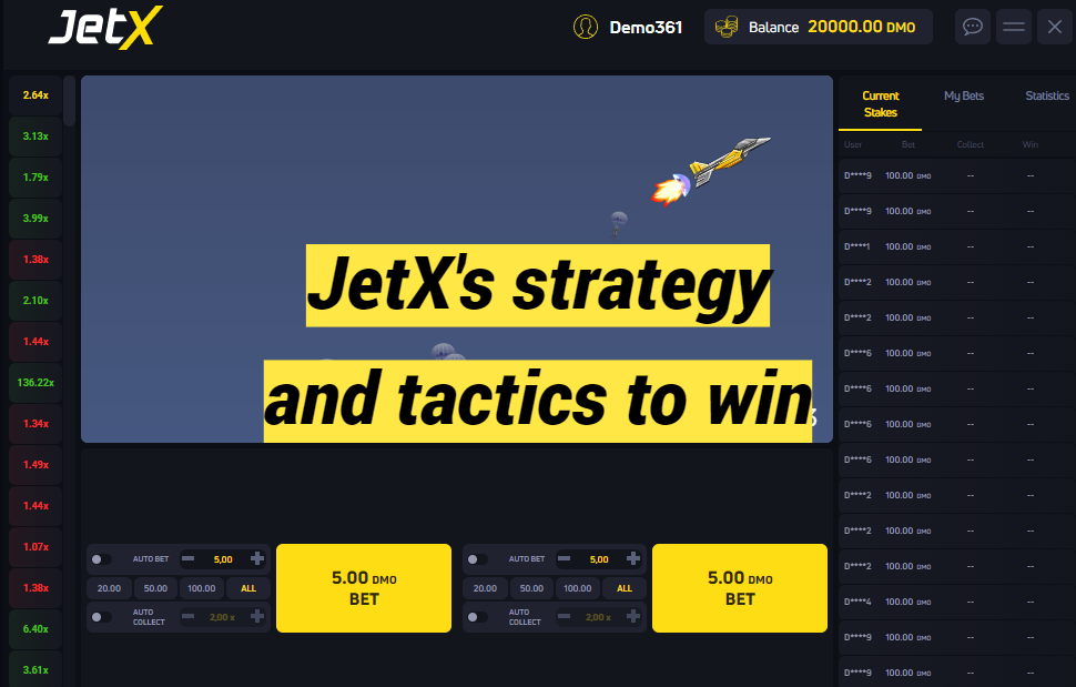 JetX's strategy and tactics to win